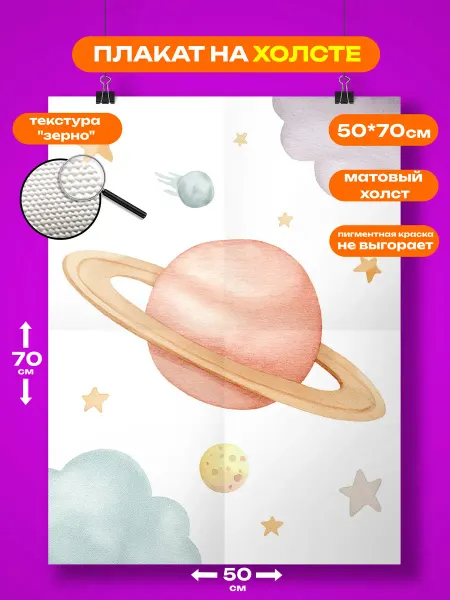 Zoom_print store Постер на холсте космос детский 50*70