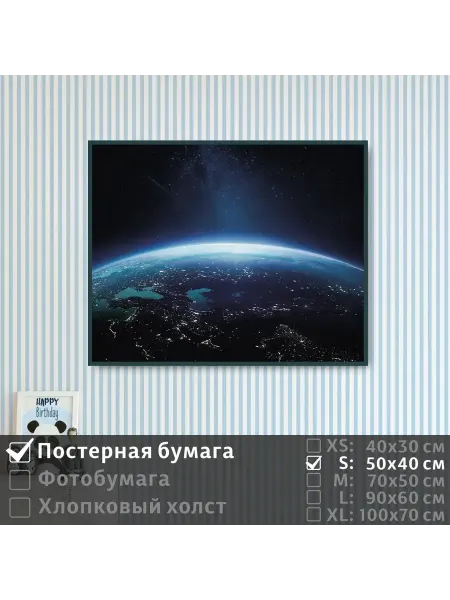 ПолиЦентр Постер на стену "Планета земля из космоса" 50х40 см