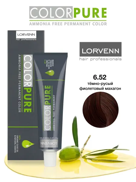 Lorvenn Hair Professionals Краска для волос COLOR PURE 6.52, 50 мл