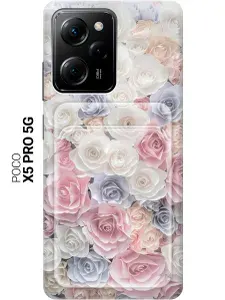 Силиконовый чехол на Xiaomi Poco X5 Pro 5G / Сяоми Поко Х5 Про 5Г с рисунком "Пастельные розы" и карманом для карт