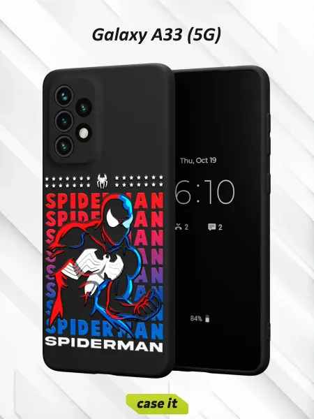 Case it Чехол на Samsung A33 5Gс принтом Черный Человек-Паук