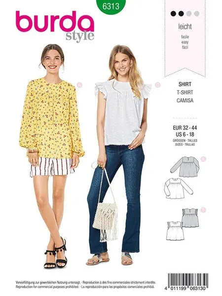 Burda Выкройка 6313 Рубашка-блуза
