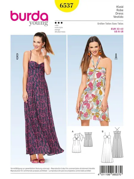 Burda Выкройка 6537 Платье-Сарафан