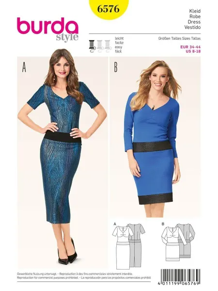 Burda Выкройка 6576 Платье