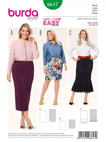 Burda Выкройка 6617 Юбка