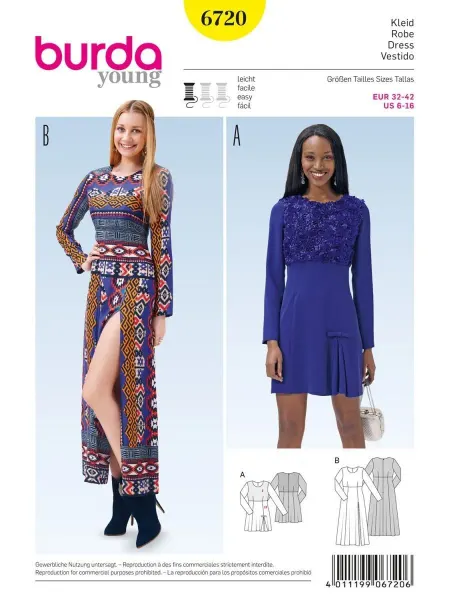 Burda Выкройка 6720 Платье