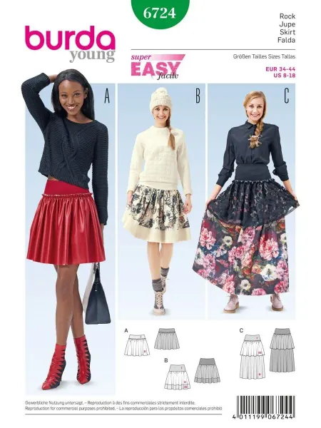 Burda Выкройка 6724 Юбка
