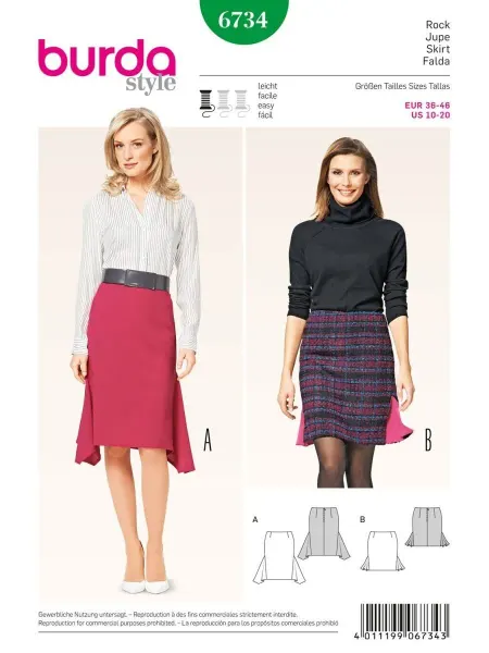 Burda Выкройка 6734 Юбка