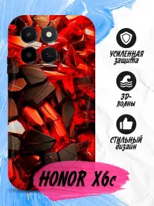 Противоударный чехол с волнами для Honor X6C (Хонор Икс 6С) прозрачный, противоударный, с принтом