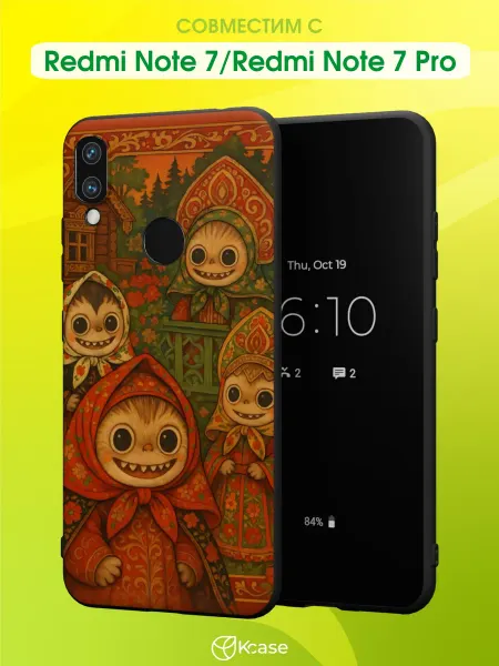 Kcase Чехол на Xiaomi Redmi Note 7 с принтом Матрешка