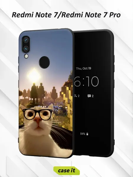 Case it Чехол на Redmi Note 7с принтом Снежный кот