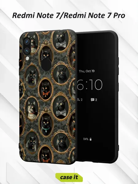 Case it Чехол на Redmi Note 7с принтом Портреты кошек
