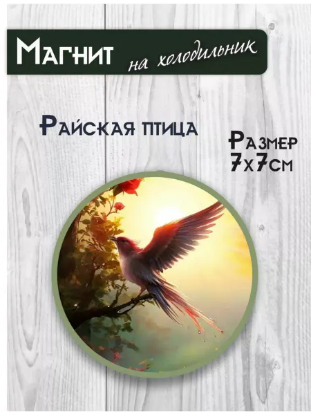 RiForm Магнит на холодильник круглый "Райская птица" 7см