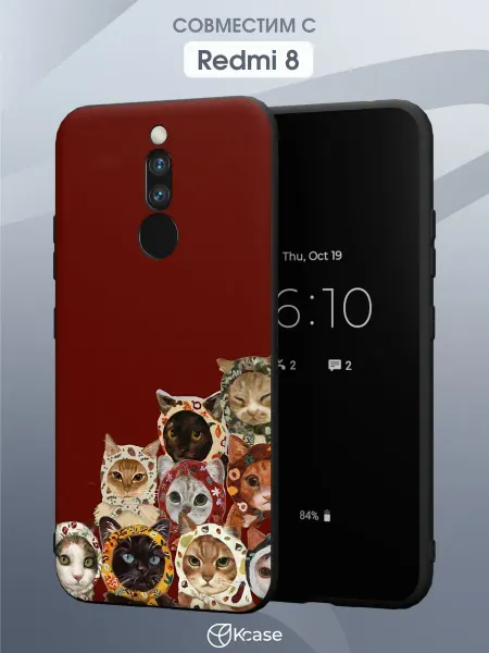 Kcase Чехол на Redmi 8 с принтом Котики