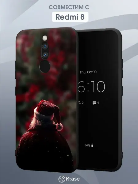Kcase Чехол на Redmi 8 с принтом Санта