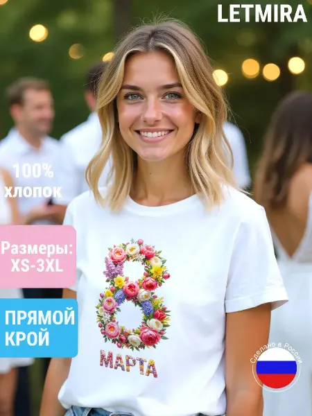 LETMIRA Футболка подарок на 8 марта