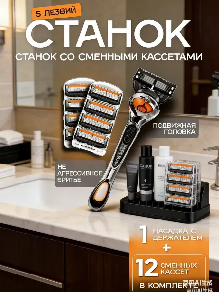 Xiaomi Мужской бритвенный набор с 8 сменными лезвиями