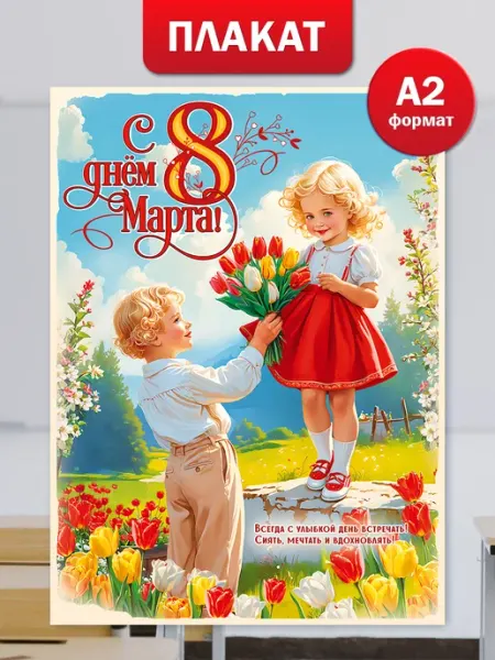 ТМ праздник Весенний плакат С Днем 8 марта для оформления доски