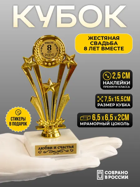 Сувенир Сувениров Кубок жестяная свадьба 8 лет вместе