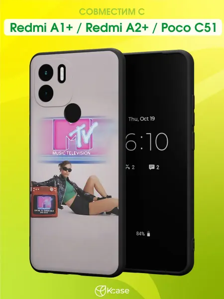 Kcase Чехол на Redmi A1+ с принтом MTV 80s