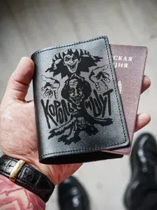 Обложка на паспорт кожаная черная Рок группа Король и шут