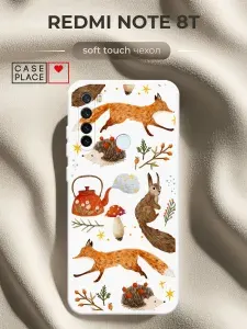 Чехол на Xiaomi Redmi Note 8T Soft Touch с принтом "Осенние животные"