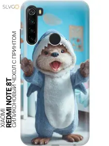 Силиконовый чехол на Xiaomi Redmi Note 8T с принтом Выдра-акула, trn