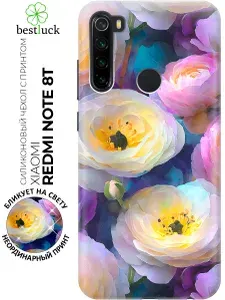 Силиконовый чехол на Xiaomi Redmi Note 8T с принтом "Кружева из ранункулюсов"