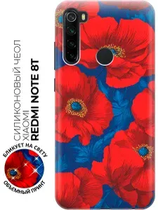 Силиконовый чехол на Xiaomi Redmi Note 8T с принтом "Маковое пламя"
