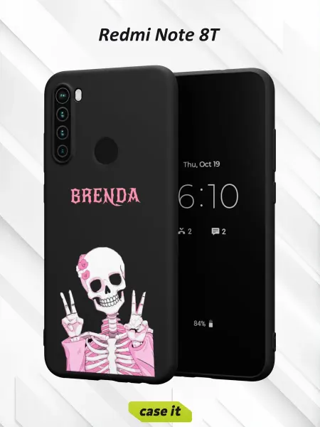 Case it Чехол на Redmi Note 8Tс принтом Розовый скелет