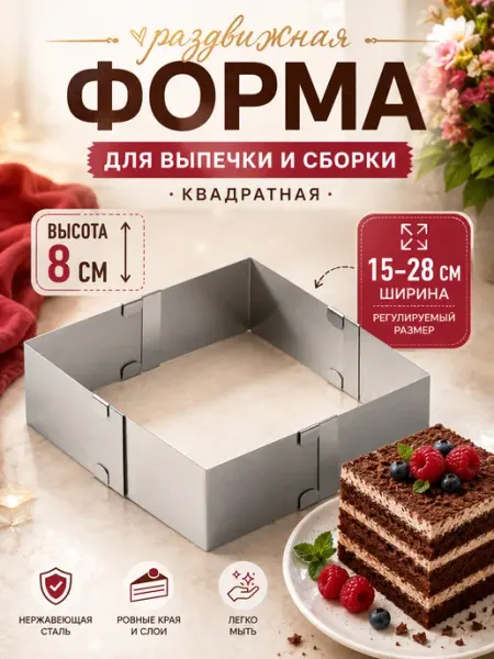 BAV Форма квадратная раздвижная 8см