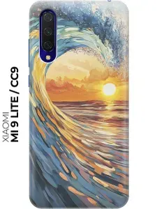 Силиконовый чехол на Xiaomi Mi 9 Lite / CC9 с принтом "Волна и закат"