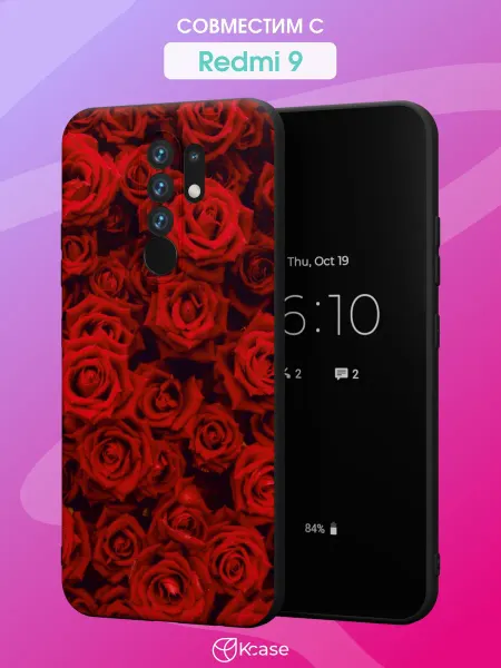 Kcase Чехол на Xiaomi Redmi 9 с принтом Розы