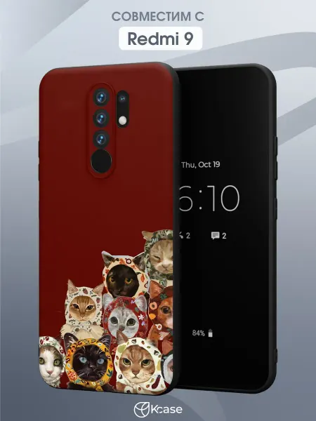 Kcase Чехол на Redmi 9 с принтом Котики