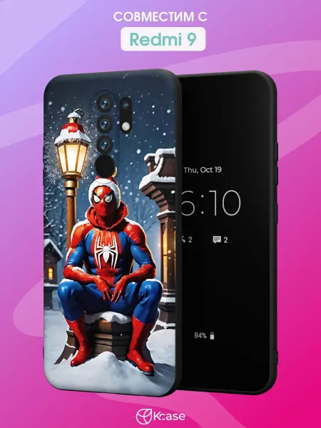 Kcase Чехол на Redmi 9 с принтом Спайдермен