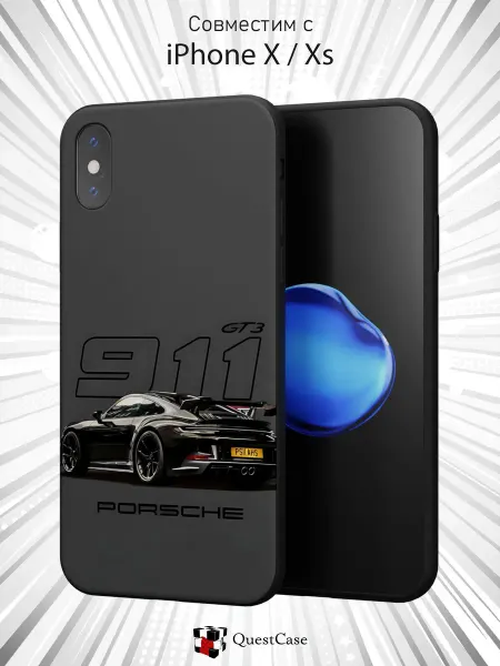 QuestCase Чехол на Apple iPhone X и XS с принтом Porsche 911