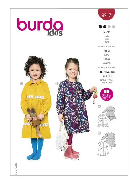 Burda Выкройка 9217 Платье для девочки