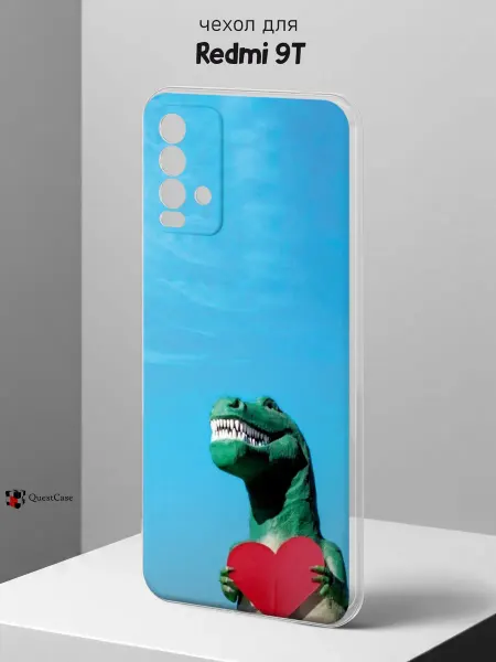 QuestCase Чехол на Redmi 9T с принтом Динозавр