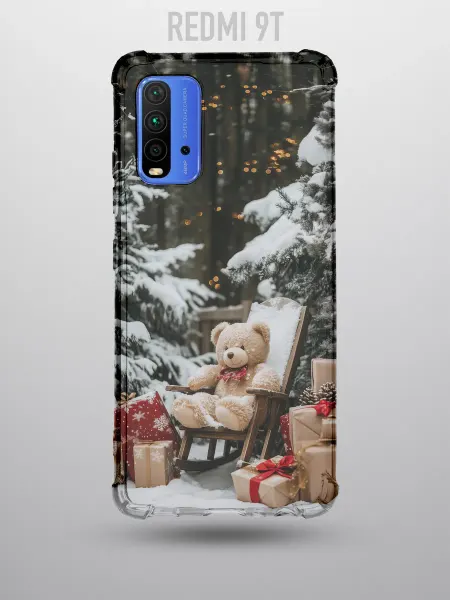 Vivicase Чехол на REDMI 9T с принтом мишка с подарками