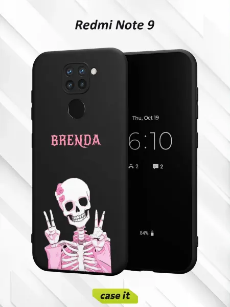 Case it Чехол на Redmi Note 9с принтом Розовый скелет