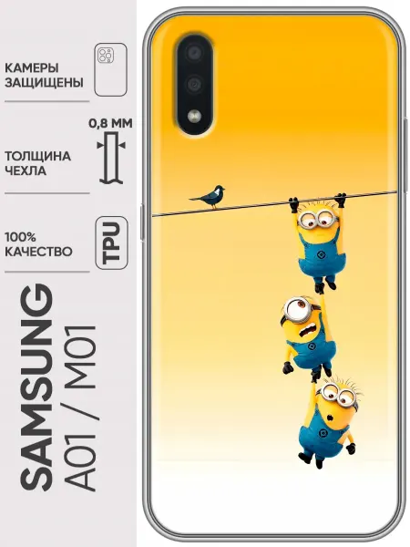 Trendmall Чехол на Samsung Galaxy M01, A01 миньоны (для ребенка)