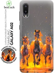 Силиконовый чехол на Samsung Galaxy A02 с принтом "Тройка в снежном вихре"