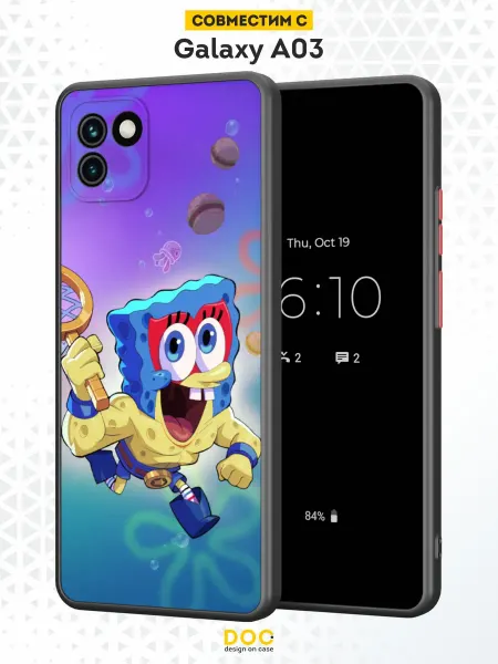 DesignOnCase Чехол Бампер на Samsung A03 с принтом Спанч Боб