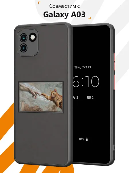 Мобилиус Чехол Бампер на Samsung A03 с принтом Котик