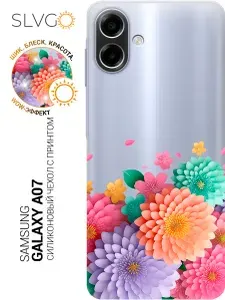 Силиконовый чехол на Samsung Galaxy A07 с принтом Бутоны на рассвете, trn