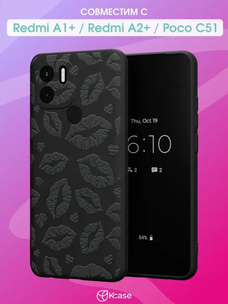 Kcase Чехол на Redmi A1+ с принтом Губы