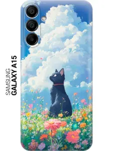 Силиконовый чехол на Samsung Galaxy A15 с принтом "Одинокий котик"