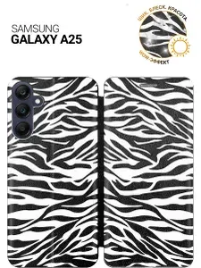 Чехол-книжка на Samsung Galaxy A25 / Самсунг А25 с рисунком "Паттерн зебры" черный