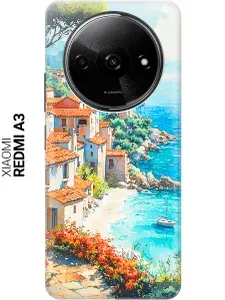 Силиконовый чехол на Xiaomi Redmi A3 / Poco C61 с принтом "Побережье Средиземноморья"