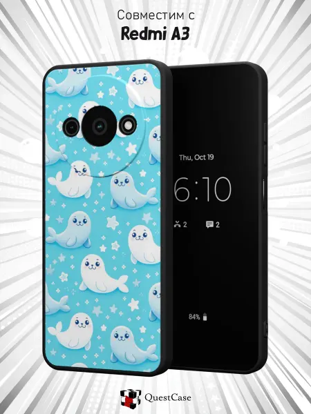 QuestCase Чехол на Xiaomi Redmi A3 с принтом Тюлени